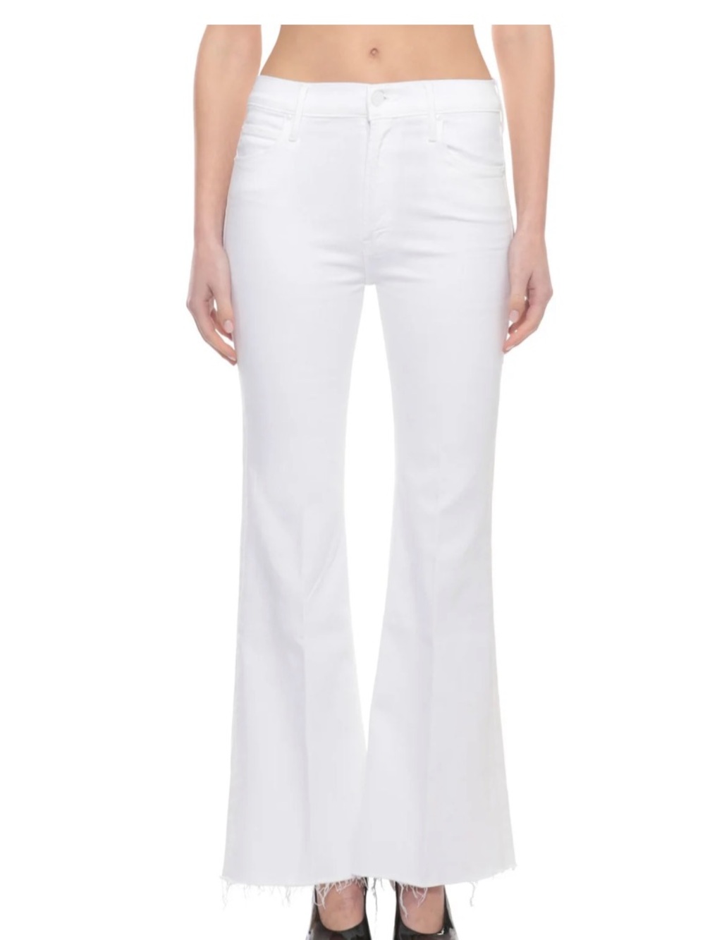 NWOT MOTHER The Roller Fray Denim in White
